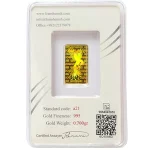 شمش طلا ۷۰۰ سوتی طرح سیمرغ ایران شمش