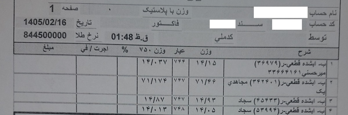 طلای آب شده چیست؟ | راهنمای خرید و فروش در مشهد + ماشین حساب قیمت طلای آبشده 7 نمونه فاکتور طلای آب شده در مشهد